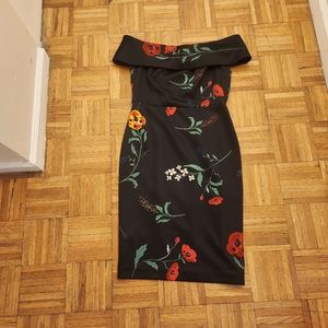Calvin Klein Floral Off- Shoulder Poppy Sheath Dress